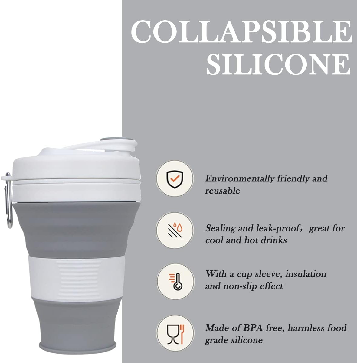 Silicone Coffee Cup with Straw lid Collapsible Cups for Traveling 20oz Lightweight Folding Water Mug for Picnic Hicking Camping Climbing