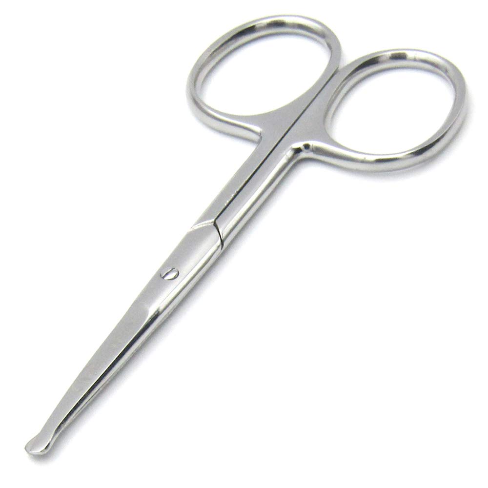 Pack of 2 Curved & Rounded Blunt Tip Stainless Steel Small Scissors for Eyebrows & Eyelashes, Beard Trimming & Moustache, Baby Nails, Nose & Facial Hair