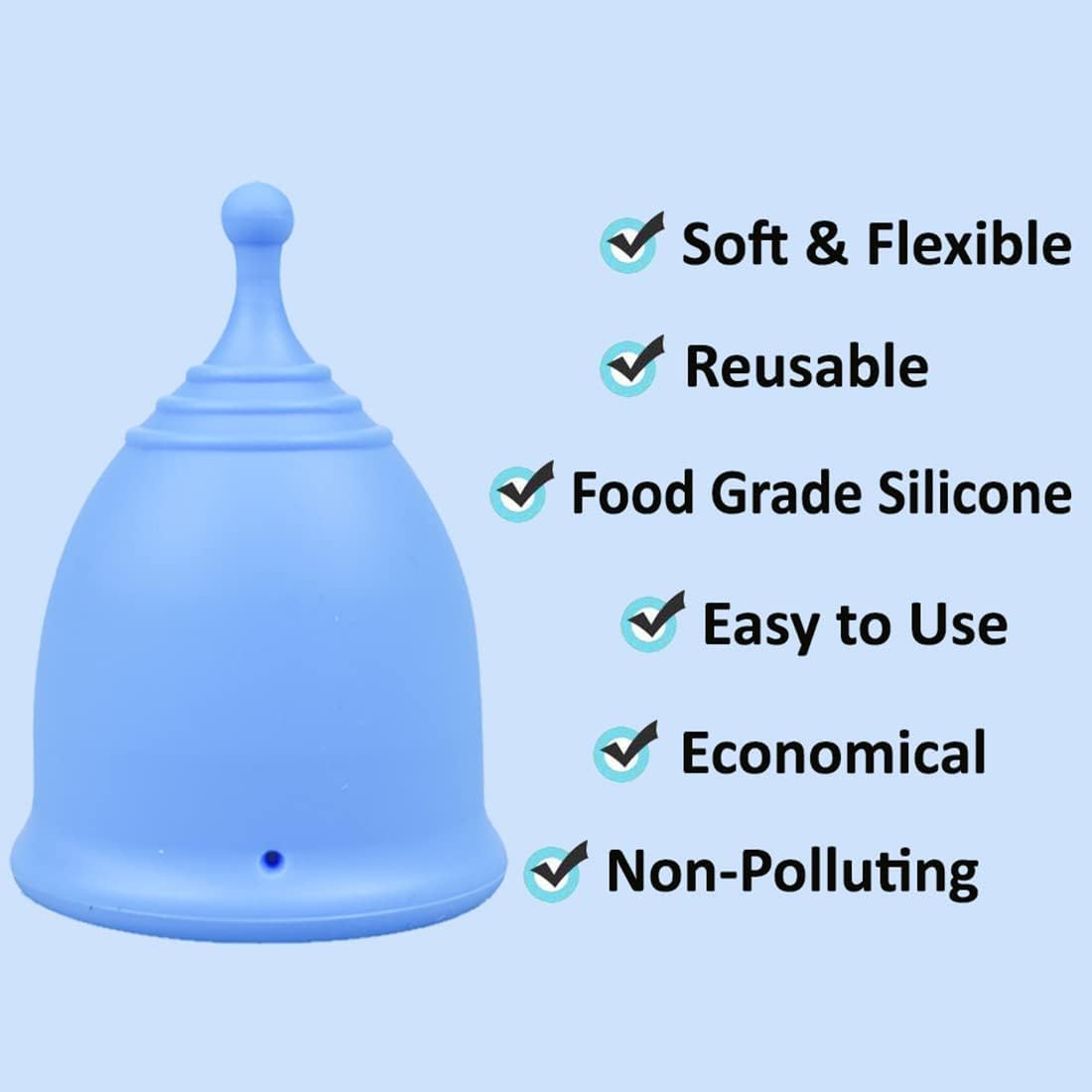 SHORDY Menstrual Cups Set of 2(Small+Large) with Box Soft Menstrual Cup & Flexible Period Cups for Women Upto 12 Hours Eco-Friendly & Safer Tampons Discs Pads Alternative Copa Menstrual (Blue)
