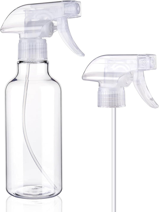 Spray Bottles Plastic Spray Bottle for Hair Mist/Stream Heavy Duty Empty Spray Bottles for Cleaning Solutions, Plants, Cooking (12oz-Clear+nozzle)