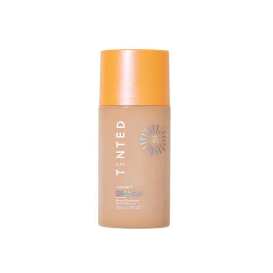 Live Tinted Hueguard Glotion Mineral Tinted Sunscreen For Face SPF 50 – Lightweight Fragrance-Free Sunscreen – Hydrating & Brightening – Clean & Vegan Primer With SPF - Medium Deep .5 FL Oz