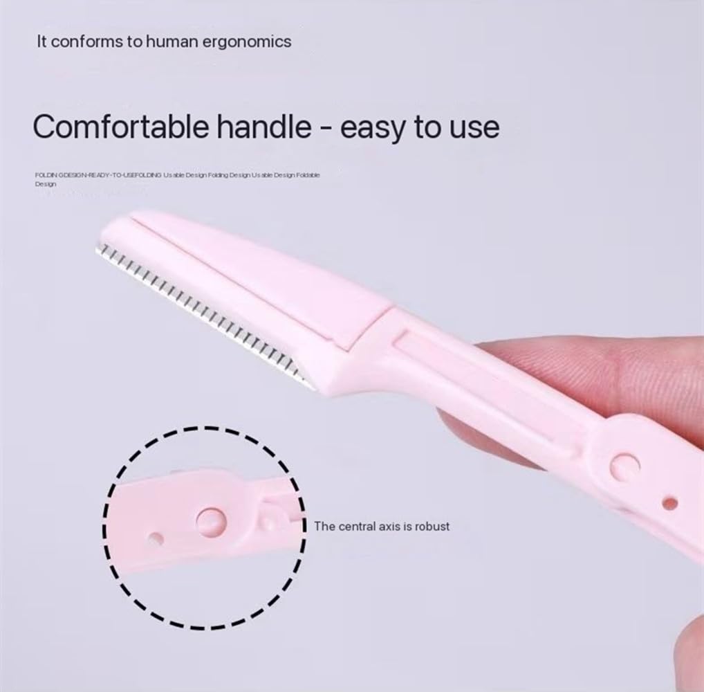 30 Pack Women's Eyebrow Razor Knife Facial Hair Shaver Folding Safety Cover Precision Trim for Fine Hair Random Color