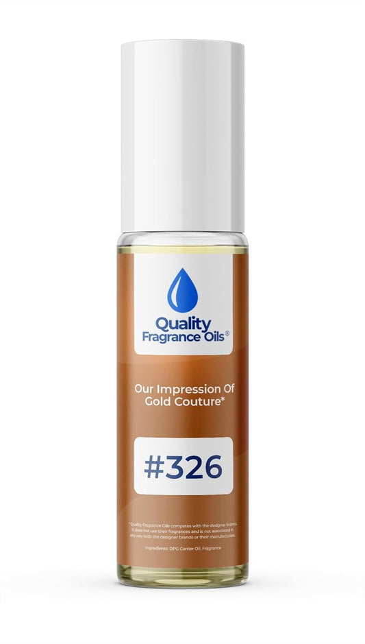 Quality Fragrance Oils' Gold Couture for Women Impression #326 | Long-Lasting Perfume Oil, Alcohol-Free, Strong Scent, 10ml Roll-On | Affordable Alternative to Designer Fragrances
