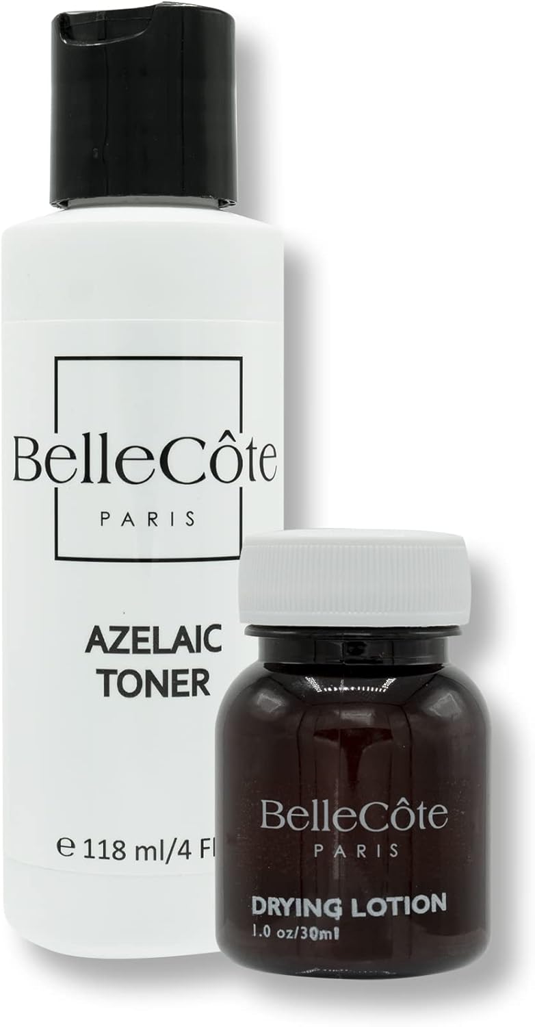 Azelaic Toner & Drying Lotion Duo - Face Treatment Set for Rosacea & Cystic Acne, Soothing Redness Relief, Shrinks Whiteheads & Pores | Normal to Oily Skin