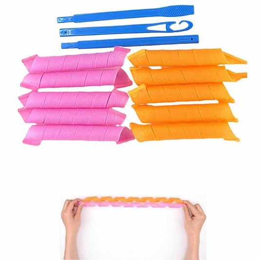 Heatless Hair Curling Set Magic No Heat Spiral Hair Curls Portable DIY Rollers Styling Kit Durable Beauty Makeup(10pcs*17.7in)