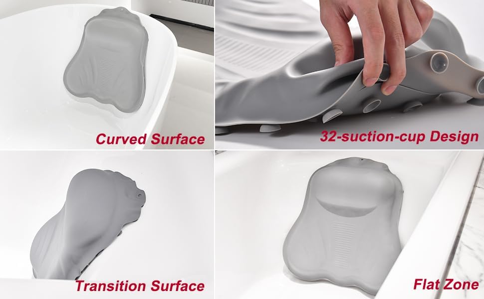 Bathtub Pillows for Head and Neck, Silicone Bath Pillows for Tub Bath Tub Pillow with 4 D Press Inflatable Airbag and 36 Non-Slip Strong Suction Cups,Bathtub Pillow Ergonomically Designed