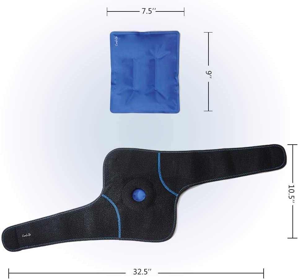 ComfiLife Knee Ice Pack with Wrap Reusable Hot & Cold Therapy Gel Pack Adjustable Compression Support for Injuries, Pain, Surgery, Arthritis, Meniscus and More