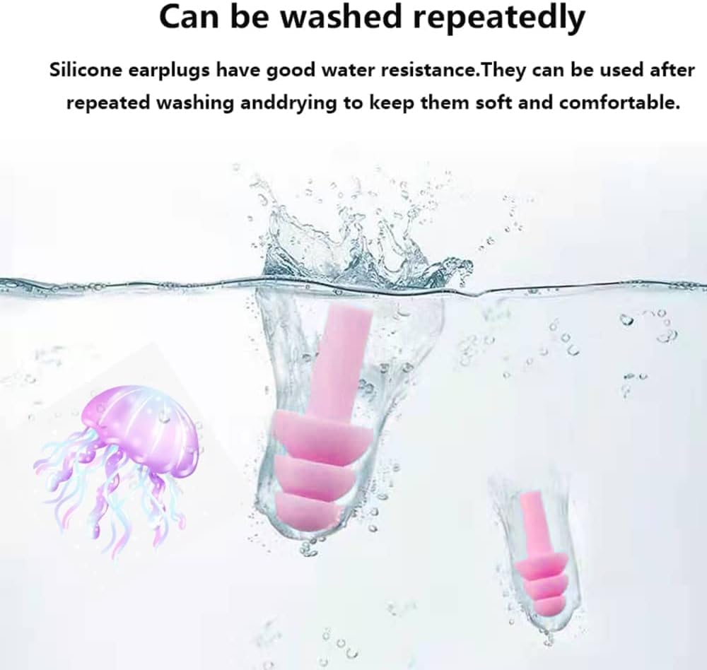 Ear Plugs, Reusable Earplugs for Sleeping Noise Cancelling – Super Soft, Silicone Ear Plug for Sleeping 8 Pairs, Swimming, Snoring, Concerts, Work, Noisy Places