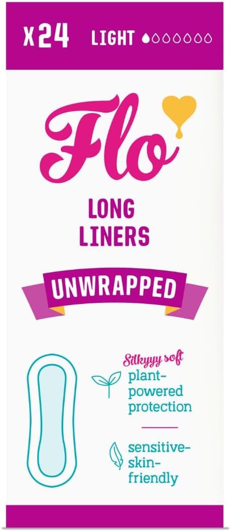 Flo Bamboo Long Daily Panty Liners Unwrapped + Ultra Thin (24 liners)