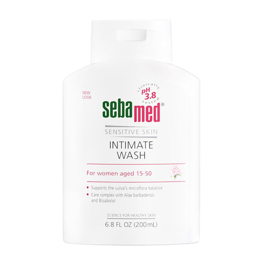 SEBAMED Feminine Intimate Wash pH 3.8 For Microflora Balance With Aloe Vera Mild Organic Based Daily Vaginal Wash Feminie Hygiene 6.8 Fluid Ounces (200 mL)