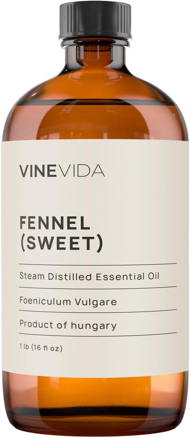 VINEVIDA Fennel Essential Oil - 16 oz - Undiluted - DIY Candle Scents - Bulk for Soap Making & Skin Safe