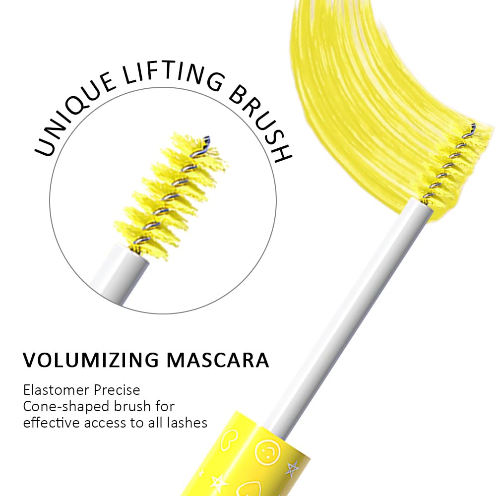 Colored Mascara for Eyelashes Set,Colorful Waterproof Mascara for eyelashes Long lasting Charming Voluminous for Women Halloween Eye Makeup (2Pcs 07#Yellow&08#Purple, F)