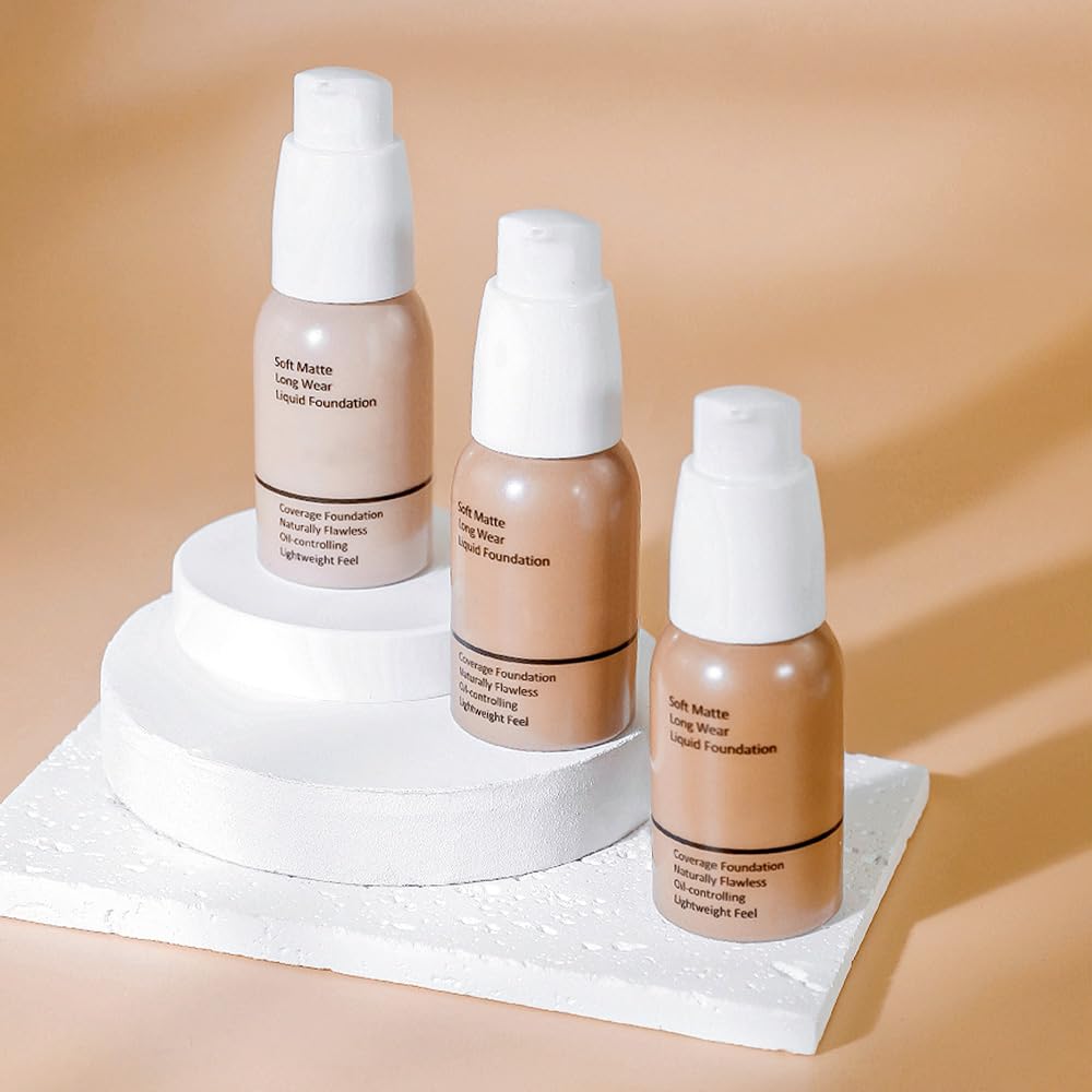 2Pcs Matte Liquid Full Coverage Foundation, Flawless Soft Matte 24HR Oil Control Full Coverage Foundation Makeup for Women, Long-Lasting Waterproof Full Coverage, 06#Toffee (06+06, Pack of 2)