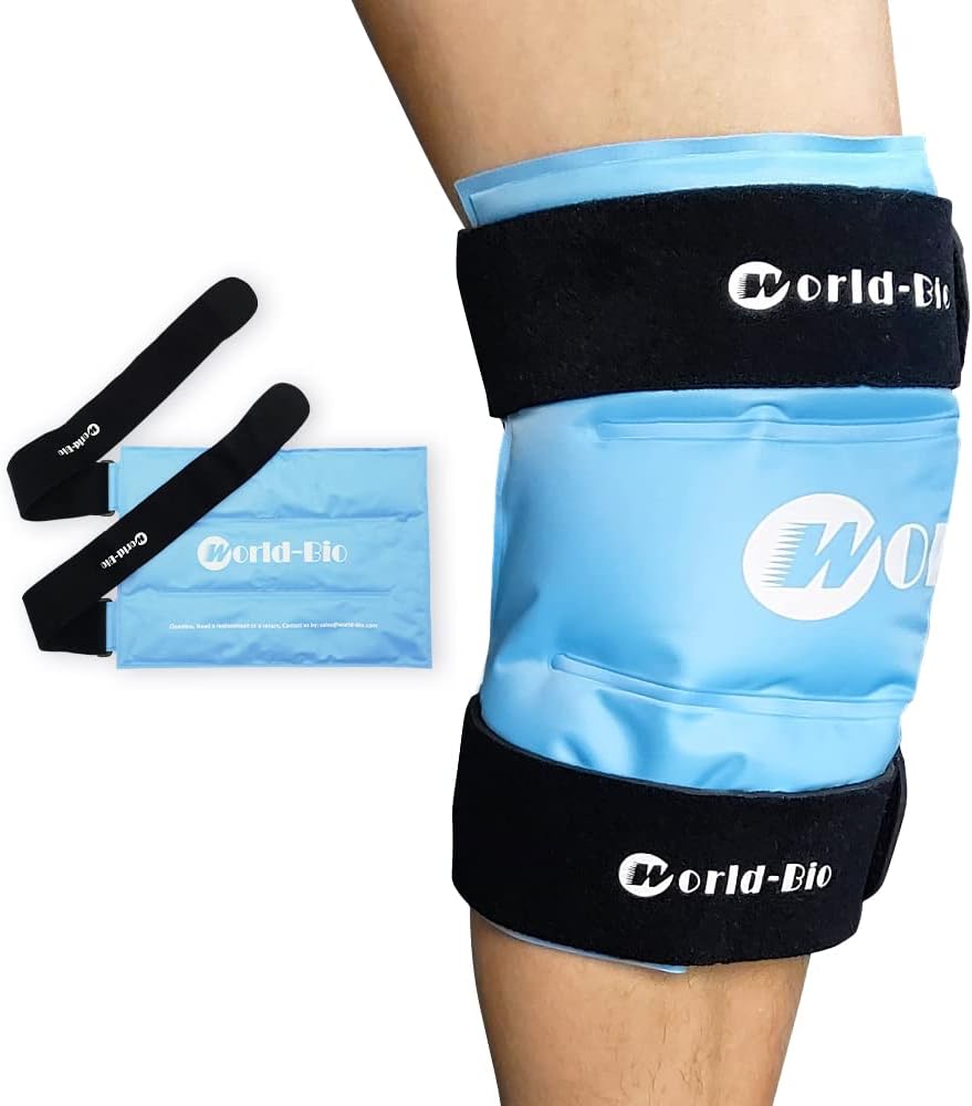 Knee Ice Pack Wrap for Pain Relief, Reusable & Flexible Gel Cold Pack for Leg Injuries, Swelling, Replacement Surgery, Hot & Cold Compress Knee Ice Wrap for Arthritis, Post-Surgery Recovery