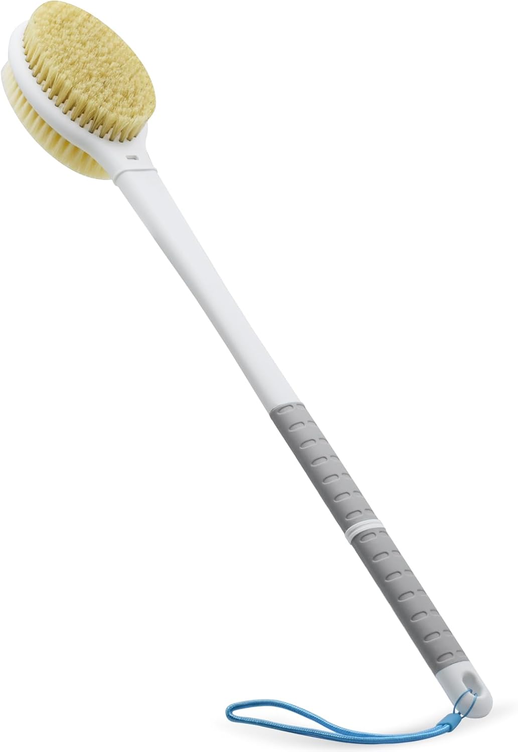 Shower Brush with Soft and Stiff Bristles,20.5" Extra Long Handle Dual-Sided Back Scrubber Bath Brush Body Exfoliator for Wet or Dry Brushing (Grey)(Super Long Handle)