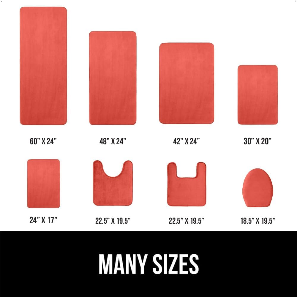 GORILLA GRIP Memory Foam Bath Mat, Soft Absorbent Velvet Bathroom Mats, Durable Dots on Underside, Machine Washable Bathmat, Carpet Rug Room Decor for Shower Tub Floor RV, 24x17 Rugs, Coral