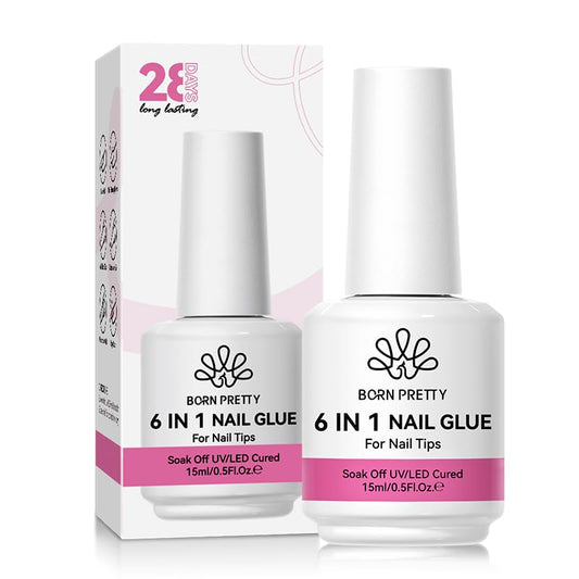 Born Pretty Nail Glue for Tips, 6 in 1 Gel Nail Gel Extension Gel,Blooming Gel,Base Gel Top Coat,Builder and Strengthener Gel for Nail Art Design