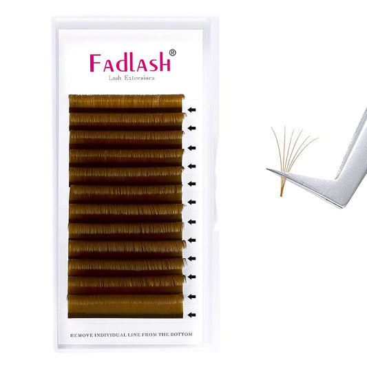 Volume Eyelash Extensions Easy Fan Lashes 0.07 C Curl Eyelash Volume Extensions Faux Mink Self Blooming Colored Lash Extensions (Blond 0.07-C, 8-14mm)