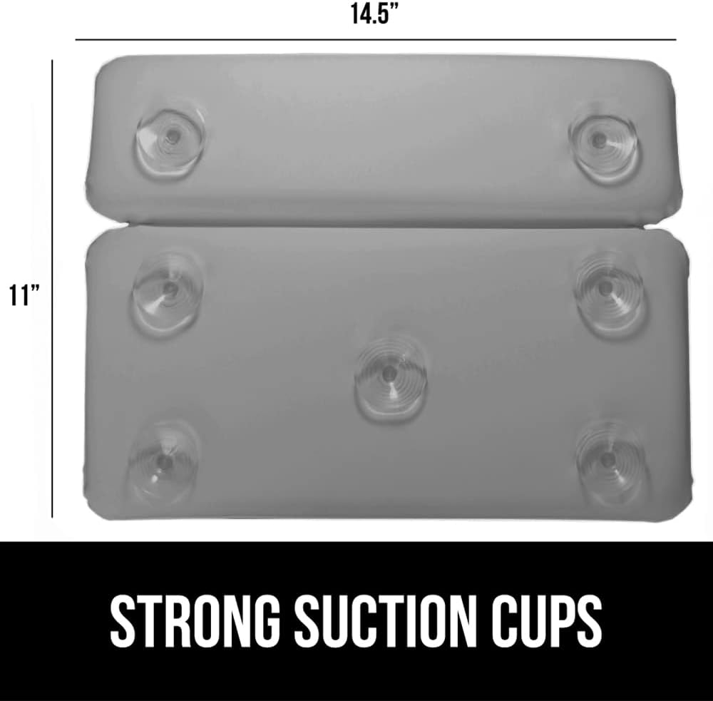 GORILLA GRIP Bath Pillow for Tub, Improved Suction Cups, Luxury Bathtub Pillows, Headrest for Neck and Back Support, Relaxing Home Spa, Hot Tubs and Bathroom Essentials, Gifts for Women, 2 Panel Gray