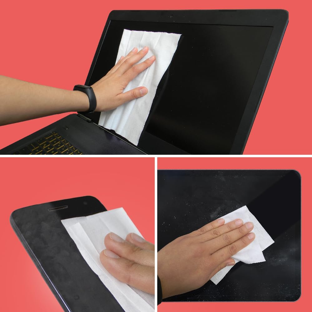 iCloth 70% Isopropyl Alcohol Large Screen and Electronics Wipes, Lint-Free, Streak-Free, Fast-Drying, Removes Dust and Fingerprints (500 Wipes)