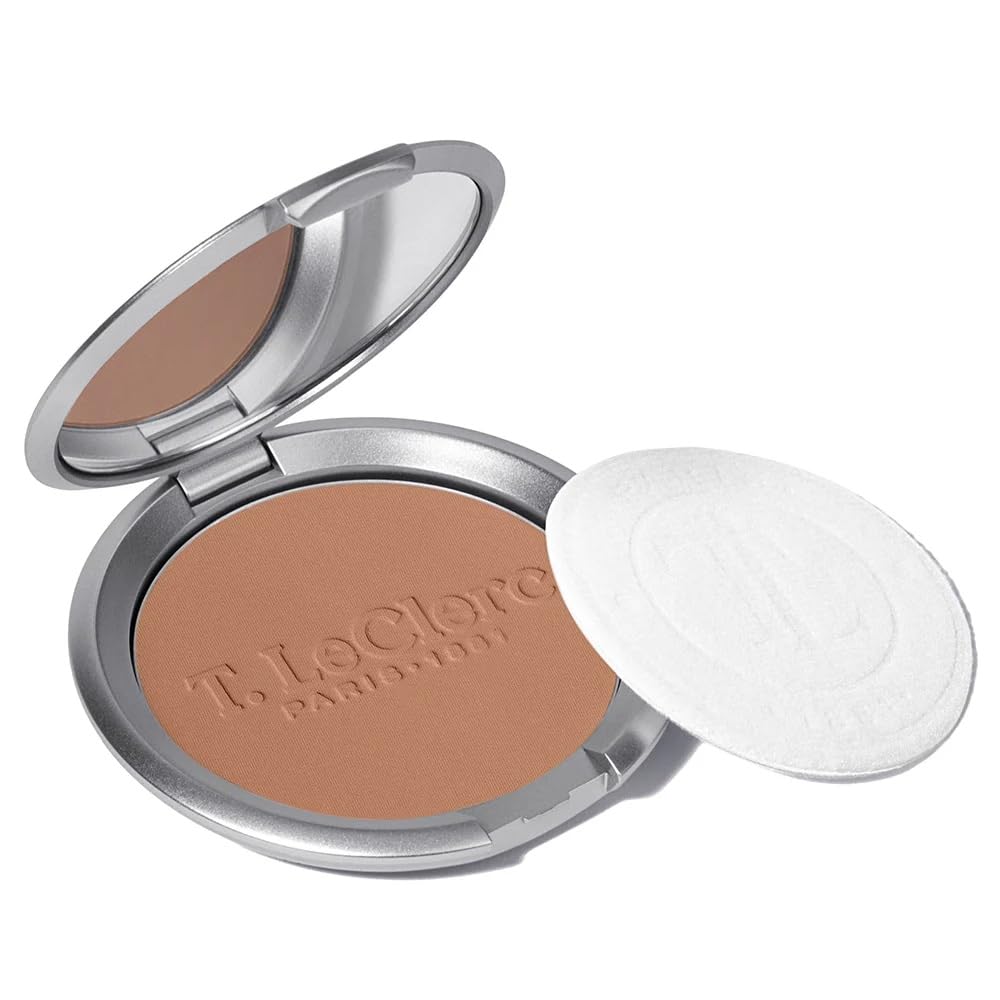 T.LeClerc Rice Compact Powder – Anti-Aging Pressed Powder with Brown Rice Ferment – Long-Lasting Natural Matte Finish – Moisturizing | Non-Comedogenic Face Powder (DORÉ, 9G)