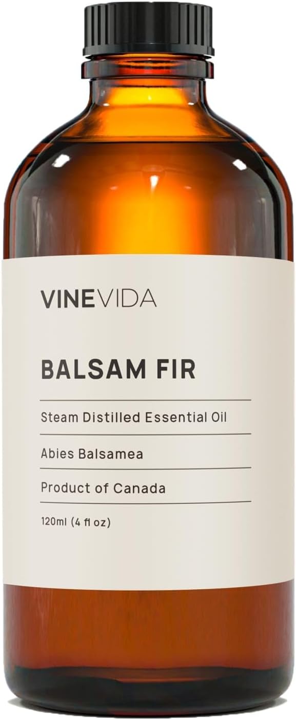 VINEVIDA Balsam Fir Essential Oil - 4 oz Undiluted - DIY Candle Scents - Bulk for Soap Making & Skin Safe