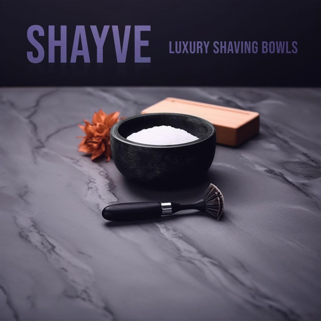 ShayVe Shaving Bowl for Shaving Soap & Cream — Marble Shave Bowl For Shaving Soap & Cream — Exquisite Heat Insulated Wet Shaving Kit Addition (Light Grey Marble)