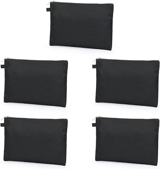 Zipper Pouch Storage Bag Simple and Stylish Women's Cosmetic and Travel Bag (Black-nylon-5)