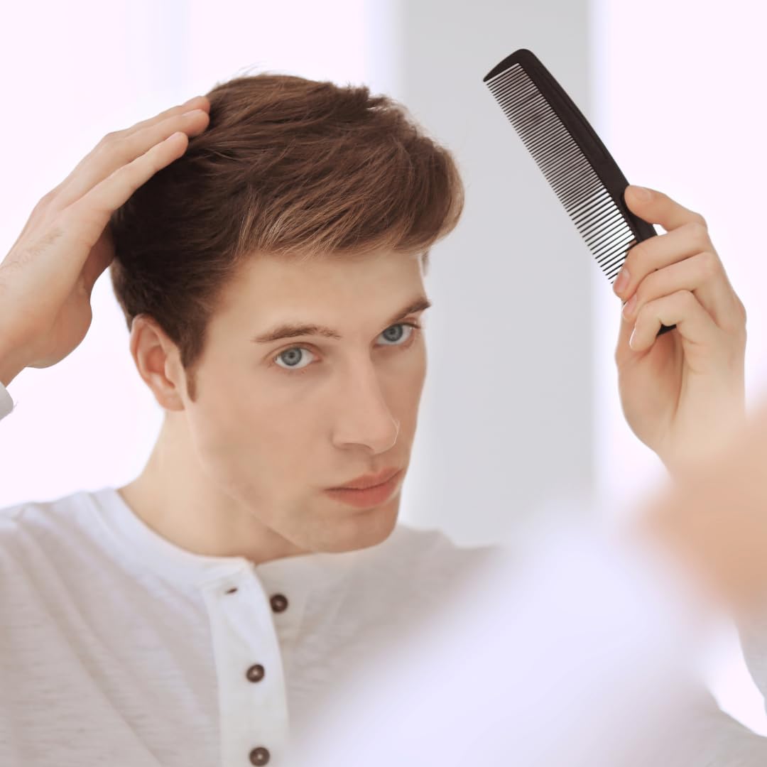 G.B.S (15 Pack) Pocket Comb Black Unbreakable Round Teeth Course Fine Pocket Beard & Mustache Combs for Men's Hair (Black, 5 Inch (Pack of 15))