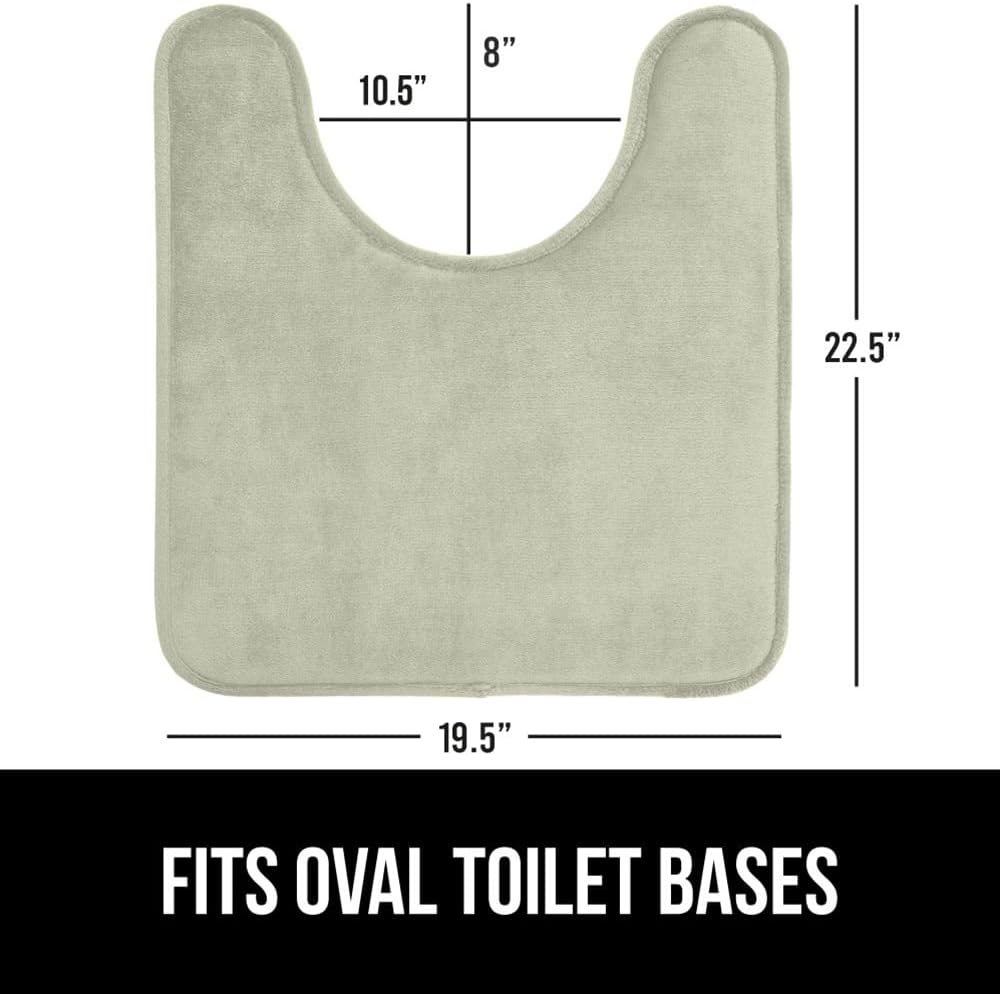 GORILLA GRIP Thick Memory Foam Toilet Rug for Bathroom, U Shaped Washable, Soft Absorbent Velvet Topside Floor Mats, Machine Wash, Cushioned Luxury Mat Rugs for Bath Room, 22.5 x 19.5, Sage