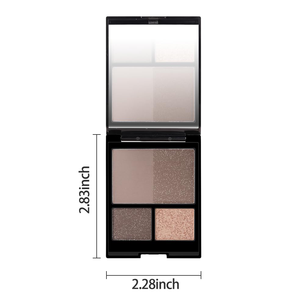 4 Colors Matte Shimmer Eyeshadow Palette for Eye Makeup, Rose Gold Dark Brown Gray Eyeshadow Quads Velvety Pigmented Blendable Matte, Talc-Free
