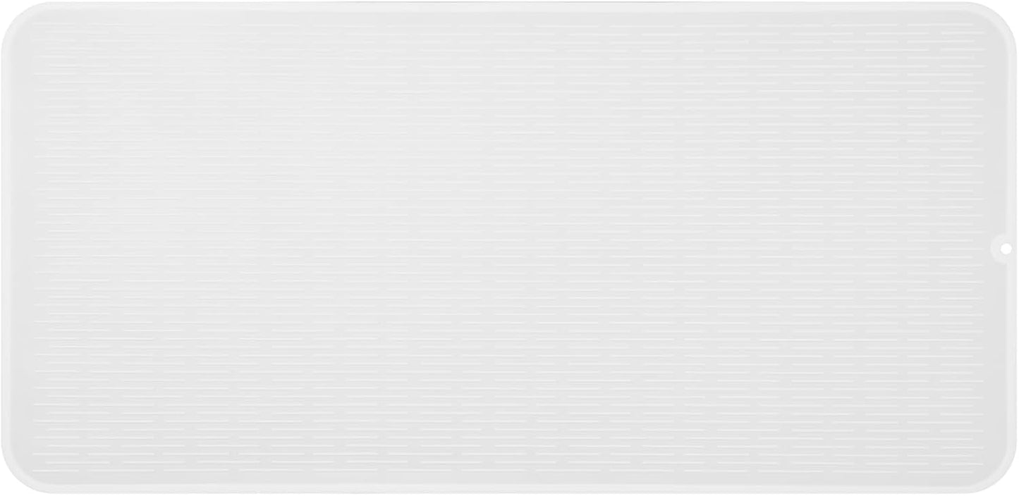 Silicone Dish Drying Mat for Multiple Usage,Easy clean,Eco-friendly,Heat-resistant Silicone Mat for Kitchen Counter or Sink,Refrigerator or Drawer Liner Translucent 5XL 36inches x 18inches