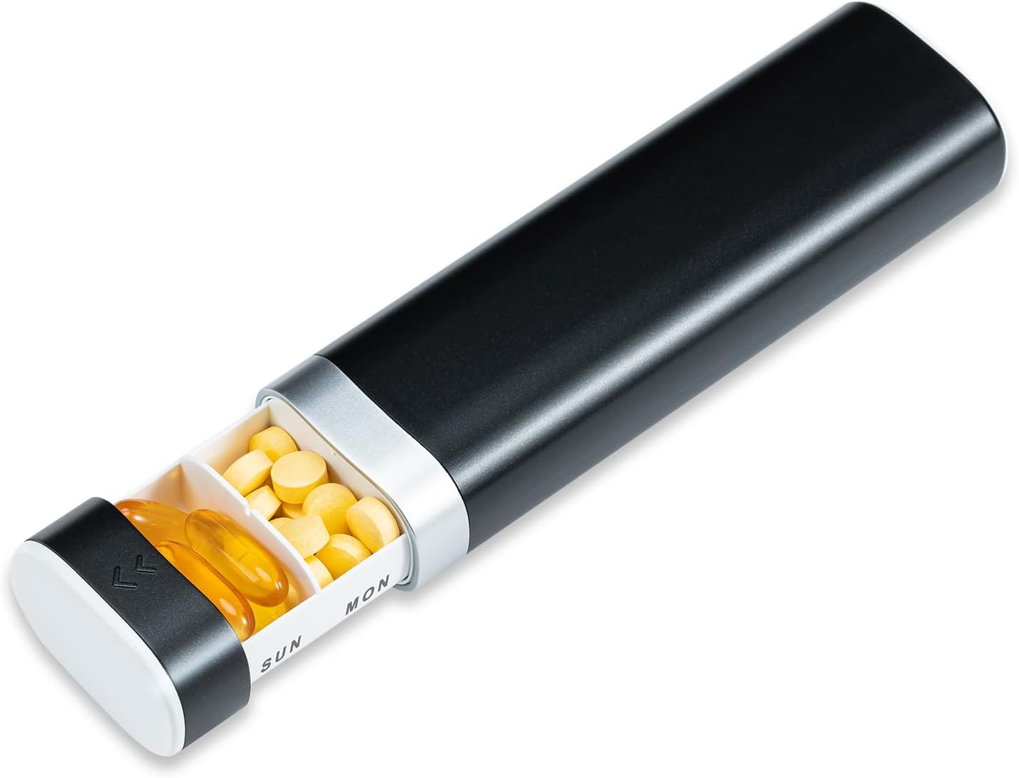 Weekly Pill Organizer 7 Day, Daily Pill Box, Travel Pill Case, Cute Pill Holder, Drawer-Shaped Medicine Box to Hold Vitamins, Medicines, Supplements, Pills Organizer(Black)