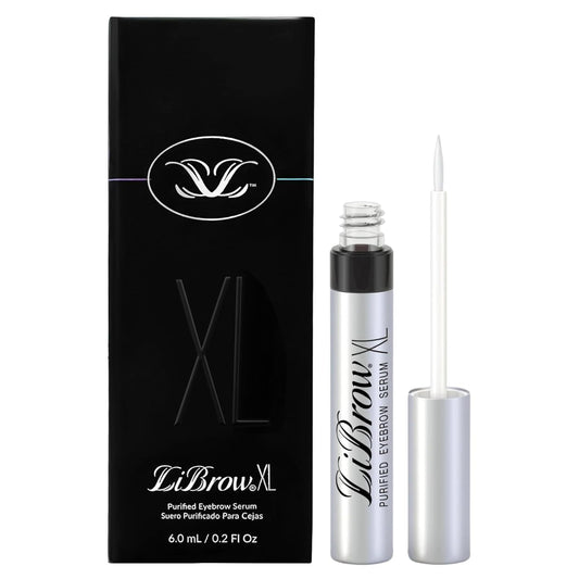 LiBrow Purified Eyebrow Serum XL to Grow Darker, Fuller, Thicker-Looking Brows - Natural Botanical Extracts, Safe for Sensitive Skin & Thin Brow Hairs - Vegan & Cruelty-Free (6mL, 6-Month Supply)