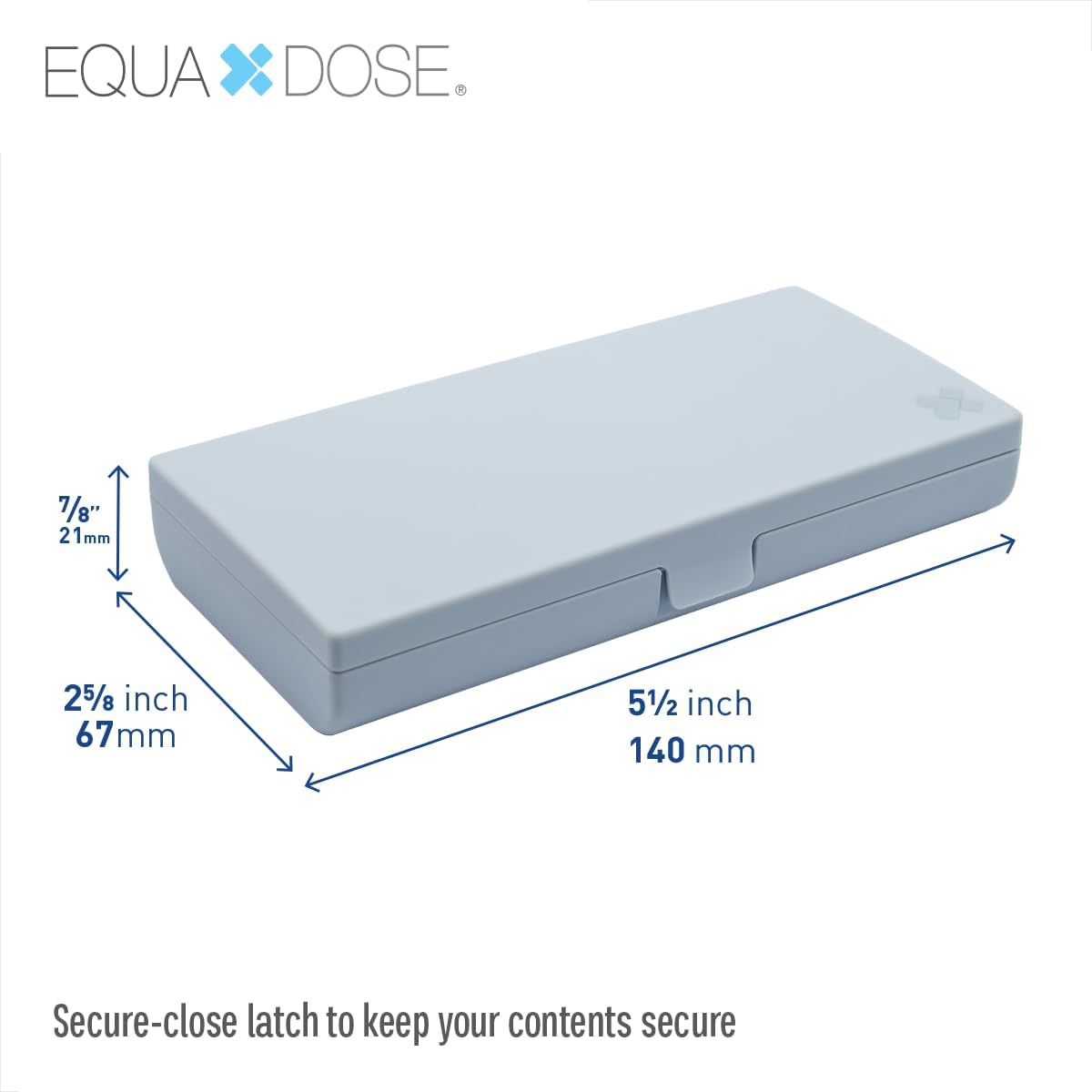 EQUADOSE Weekly Pill Case, 7-Day Medicine Organizer with Mirror, Compact Vitamin Storage Box, Pill Planner, 7 Individual Compartments for Supplements, Tablets, and Medications, Blue