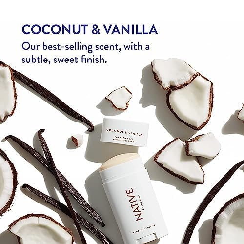 Native Aluminum-Free Clean Deodorant Natural Derived Ingredients, 72HR odor control | Deodorant for Women and Men, Baking Soda, Coconut Oil, Shea Butter | Coconut & Vanilla, 3 pack