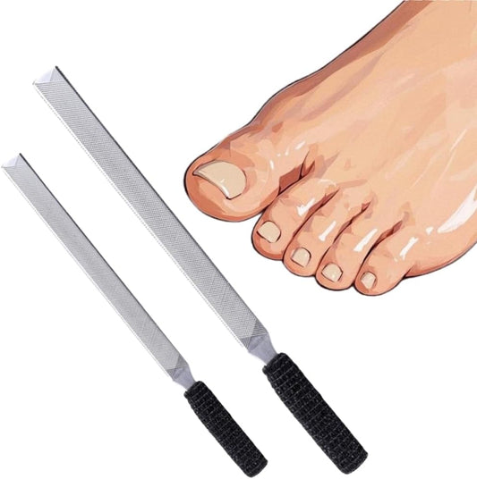 2 Pieces Toe Nail Files for Thick Nails,Stainless Steel, 4 Sides for Men Seniors & Dogs