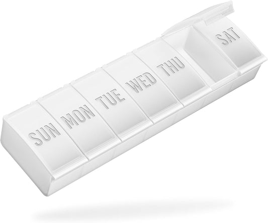 Barhon Pill Organizer Large, Weekly Medicine Pill Organizers, 7 Day Pills Box Case Travel for Big Vitamin Supplements Fish Oil, White