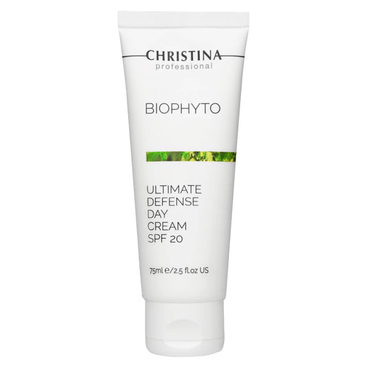 Christina Bio Phyto Ultimate Defense Day Cream Moisturizer with SPF 20-75 ml - Broad Spectrum UVA/UVB Protection Facial Moisturizer with Hyaluronic Acid & Vitamin B12- For Normal & Combination Skin