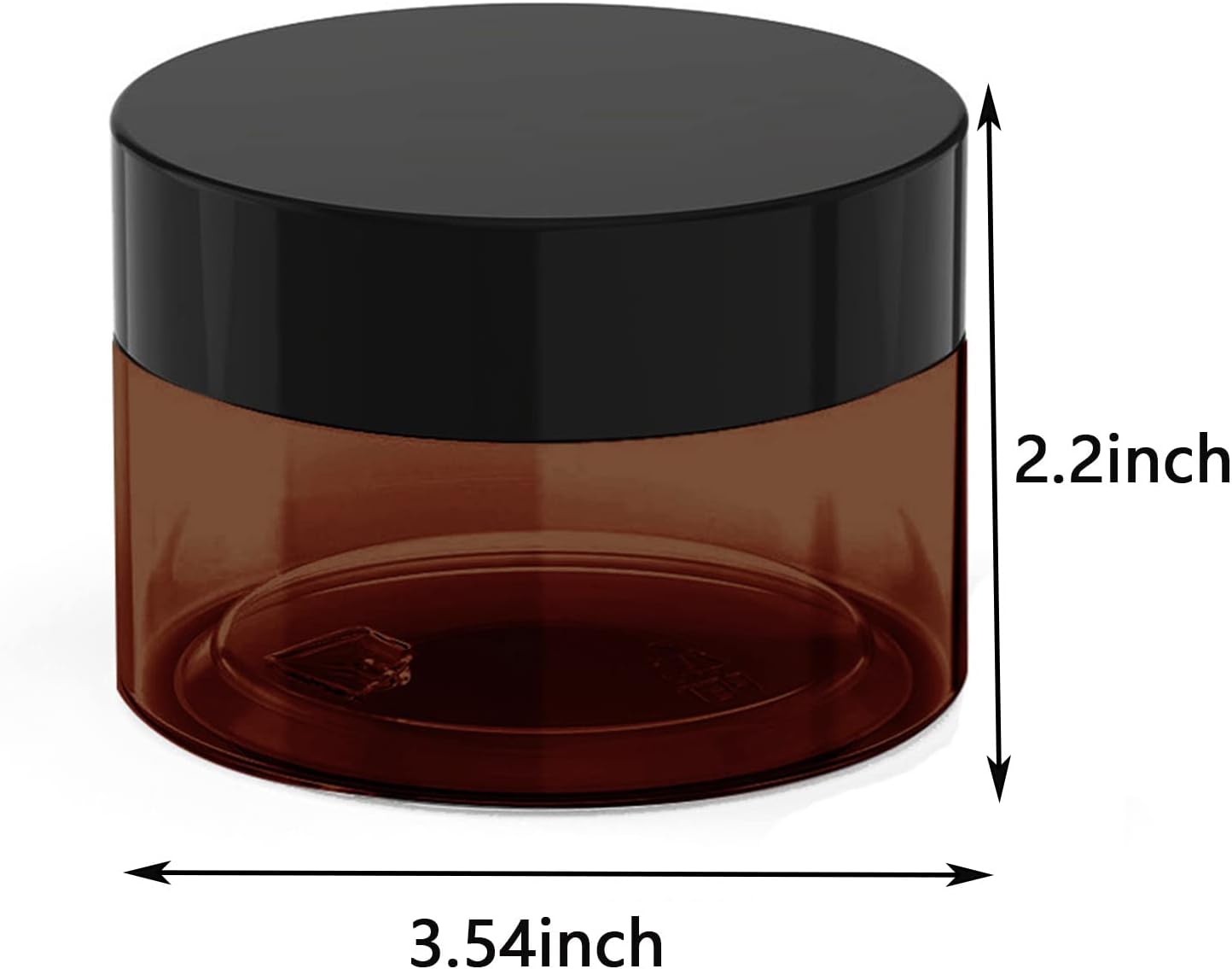 8 oz Amber Plastic Cosmetic Jars Leak Proof Container with Black Lid for Cream, Lotion, Powder, ointment, Beauty Products etc, 6 Pcs.