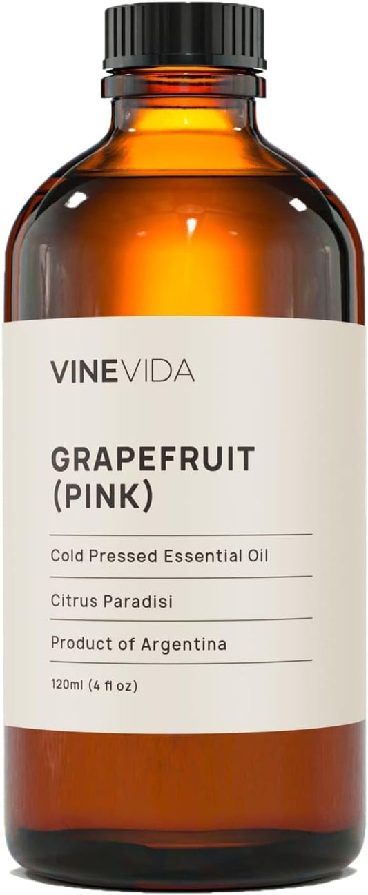 VINEVIDA Pink Grapefruit Essential Oil 4 oz - Undiluted Candle Oil Scent for DIY Candlemaking - Bulk Oil for Soap Making
