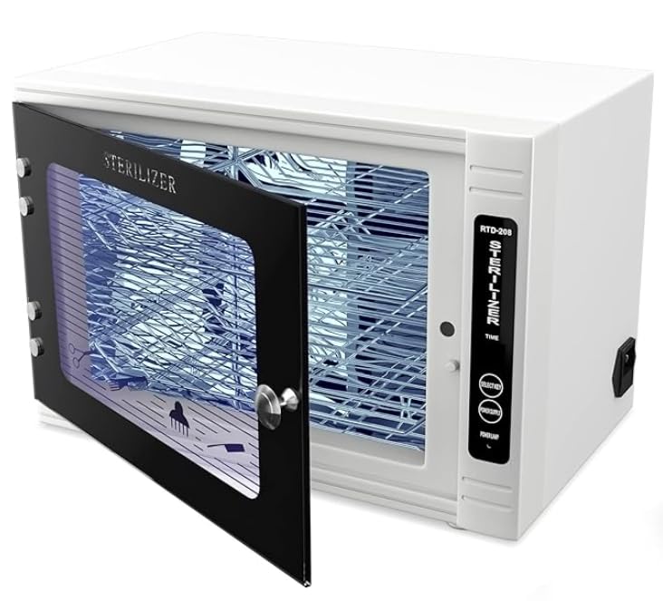 UV Sanitizing Cabinet (12L) Large Capacity - Metal Chemical-Free UVC Cleaner Box with Easy to Use Timer (5-60 Min) for Salon Tools, Manicure Supplies, Baby Bottles, Phones, Cutlery & More