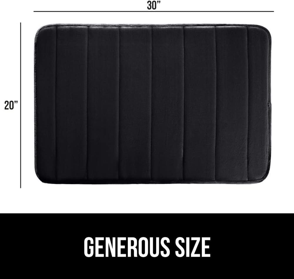 GORILLA GRIP Memory Foam Bath Mat, Soft Absorbent US Designed Bathroom Rug, Gripping Dots Machine Washable Bathmat, Cushioned Floor Mats, Shower Sink Rugs Room Décor Accessories, 30x20 Black