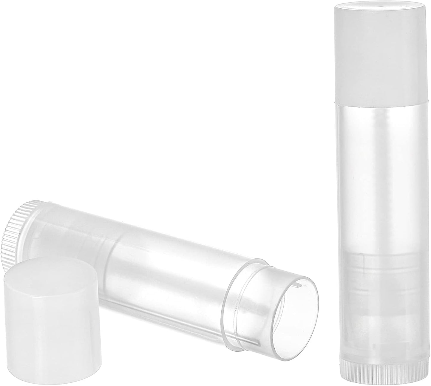 Bekith 100 Pack 5.5ml Clear Empty Lip Balm Tubes with White Caps