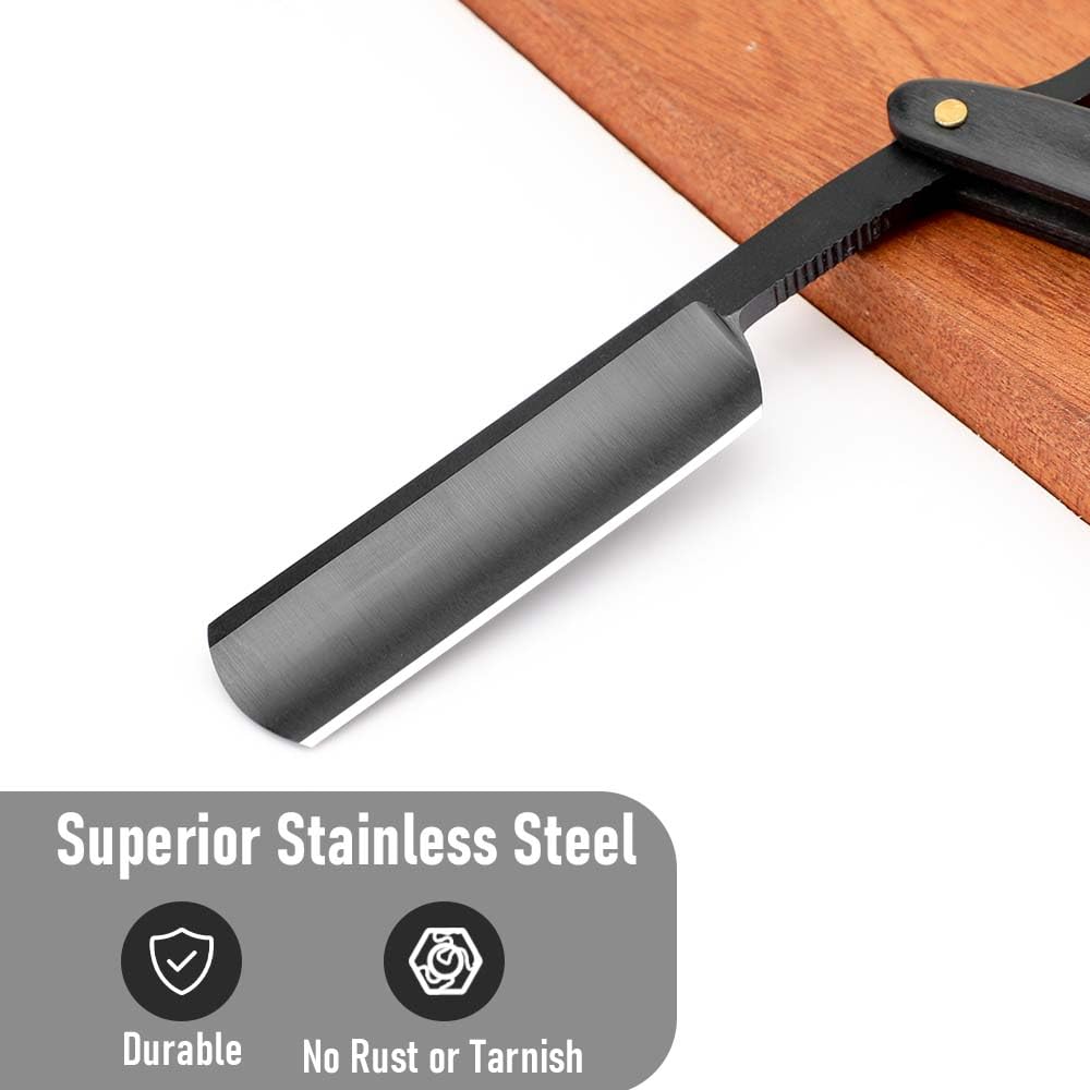 Straight razors for men,Straight Edge Barber Razor Premium Stainless Steel Shaver Razor with Shaving Strop for Men Home (NO.179-1)