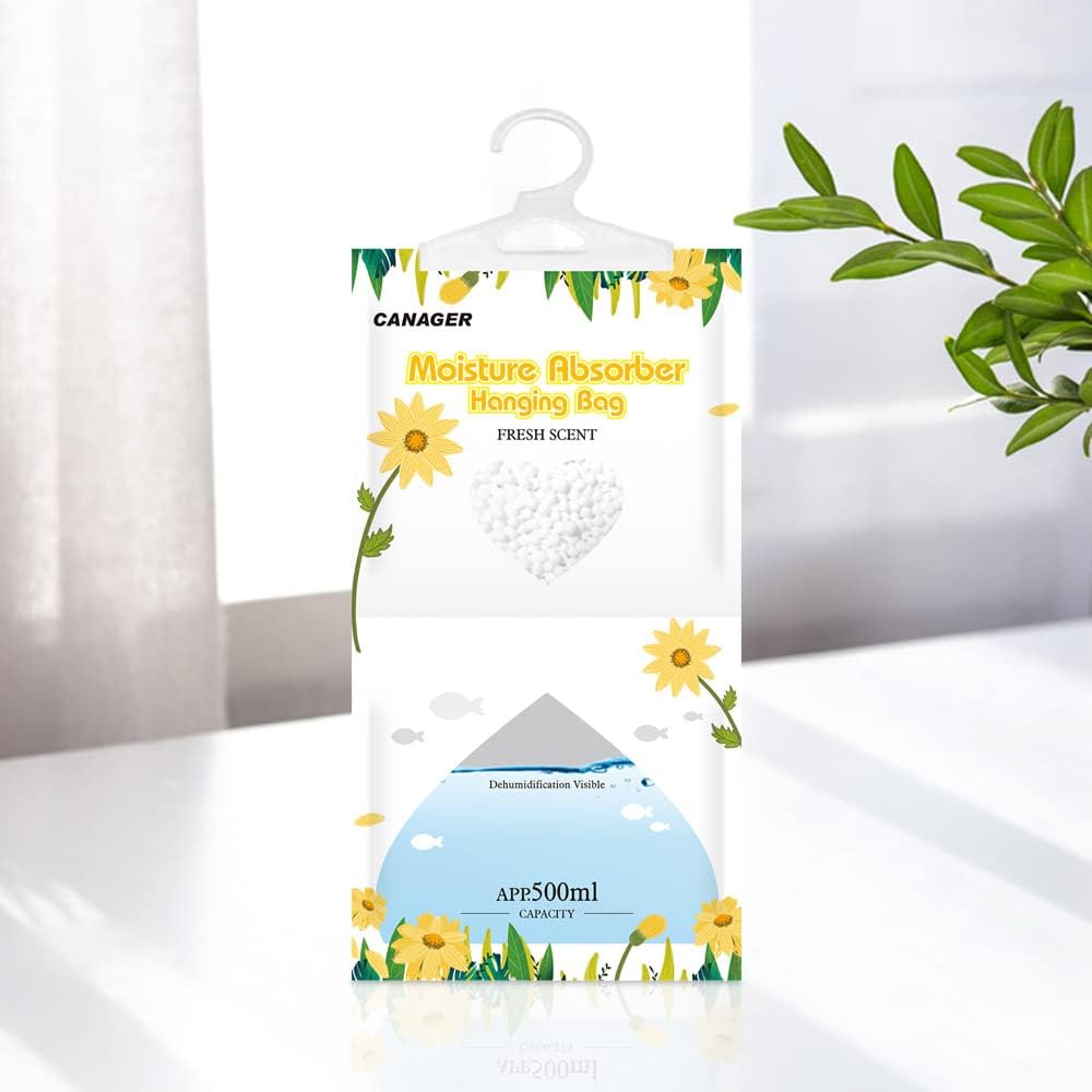 CANAGER Moisture Absorber -12 Pack,Fresh Scent Hanging Humidity Bag,Home,Car, and Closet Dehumidifiers(12.5OZ).