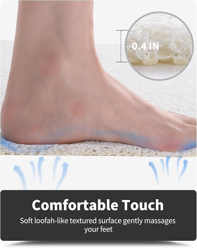 Non-Slip Bathtub Mat, 16x 24 Inch, Shower Mats for Bath Tub, PVC Loofah Bathroom Mats for Wet Areas, Quick Drying