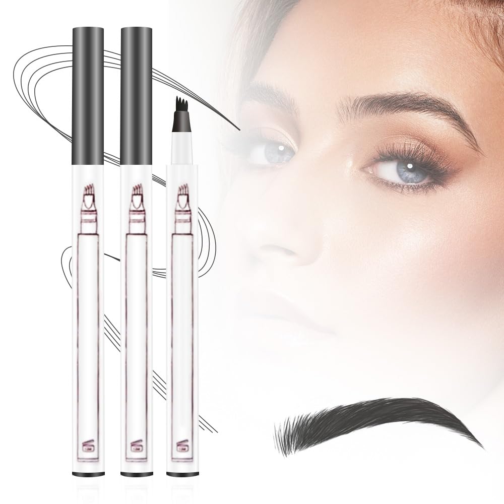2025 Upgrade Waterproof Brow Pencil with Micro-Fork Tip,3D Magic Eyebrow Pencil 4-Head Split Waterproof Long-lasting Eyebrow Pencil,Natural Makeup Fine Stroke Eyebrow Tattoo Pencils (Gray)