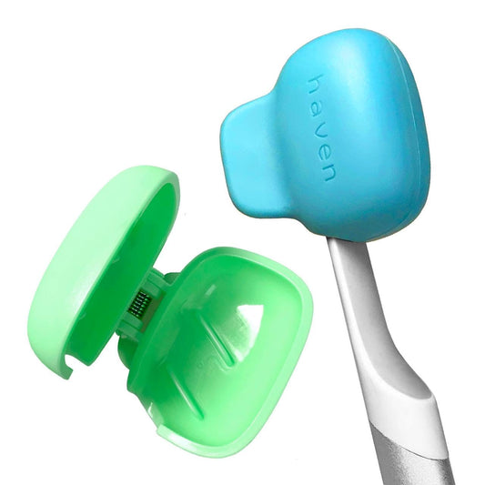 Haven Toothbrush Cover - Fits Electronic and Manual Toothbrushes - Toothbrush Case Holder for Travel - Set of Two Tooth Brush Cap Protectors (Emerald & Aqua)