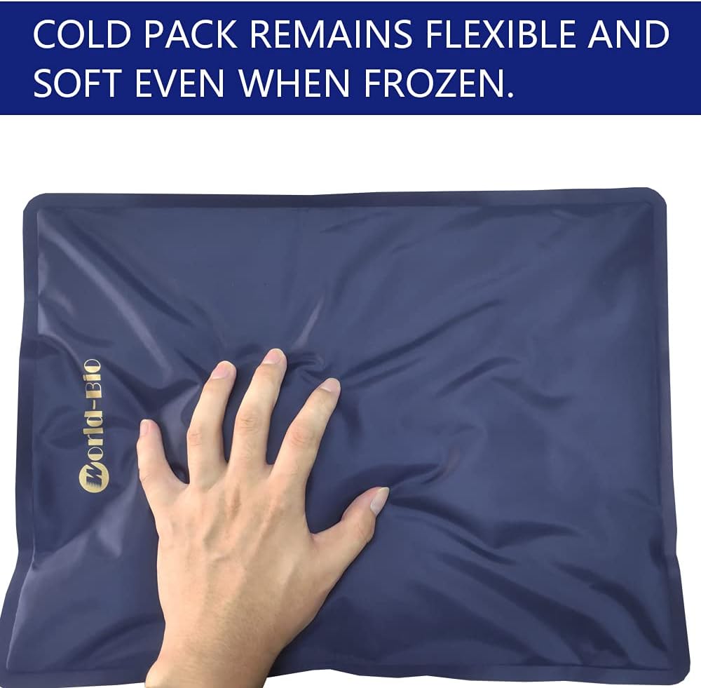Large Gel Ice Pack 2 pack for Injuries Reusable, Flexible Hot Cold Therapy Pad for Hip, Back, Knee, Leg, Soothing Pain from Bruises & Sprains, Muscle Aches, Relief for Surgery, Back Pain 11.5" x 15.4"